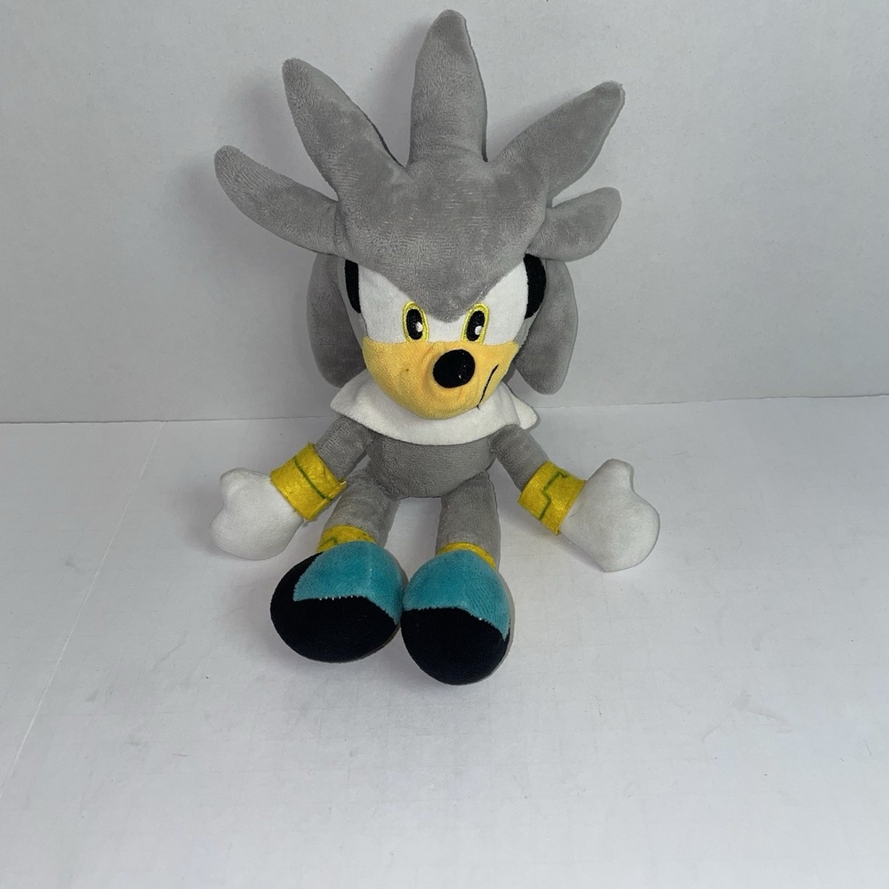 Sega Sonic the Hedgehog Silver the Hedgehog Plush Stuffed Animal Toy Grey 12"